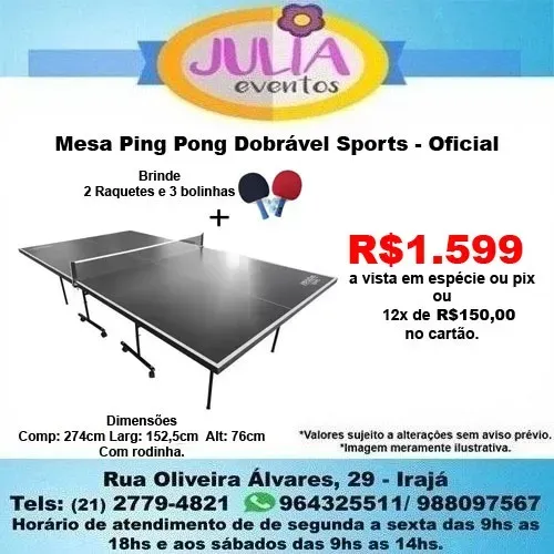 Mesa Ping Pong Dobrável Yeladim Sports - Oficial