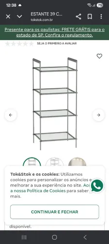 Estante de Aço com Prateleiras de Vidro