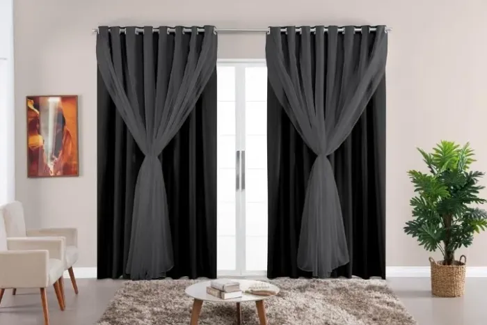 Cortina Blackout Preta/Cinza