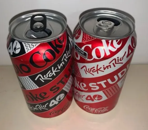 Latas de coleção vazias coca cola rock in rio 2024