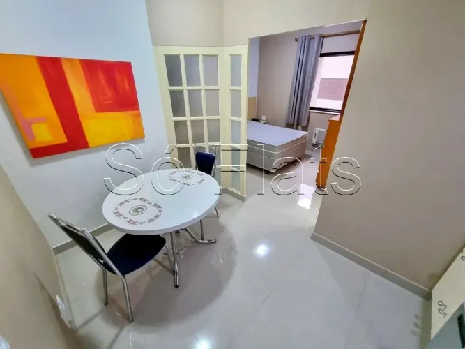 Flat no Jardim Paulista com 1 dorm com serviços de arrumação diária, tv a cabo e 1x vaga d