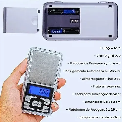 Mini Balança Digital Eletrônica Portátil Alta Precisão 500g - BMAX