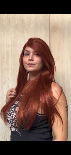 Peruca front lace humanizada ruiva 60cm repartição livre