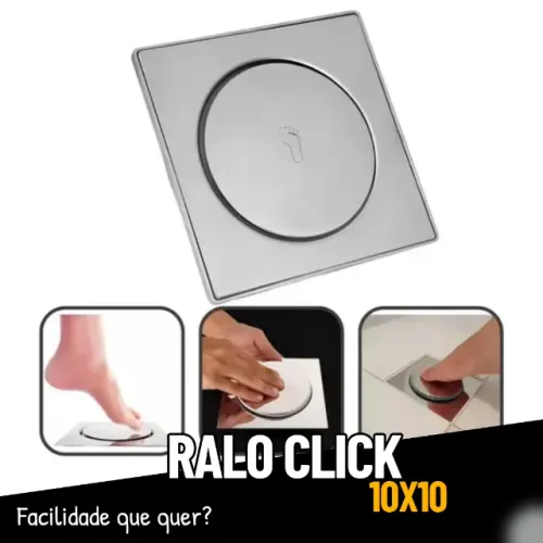 Ralo Click Inteligente Banheiro Aço Inox Pop Up Click Grande 10x10 cm _ CS555