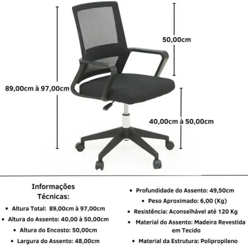*CADEIRA DE ESCRITÓRIO GIRATÓRIA PREMIUM