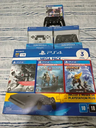 Playstation 4 Slim Mídia Física 1TB / Bundle Mega Pack