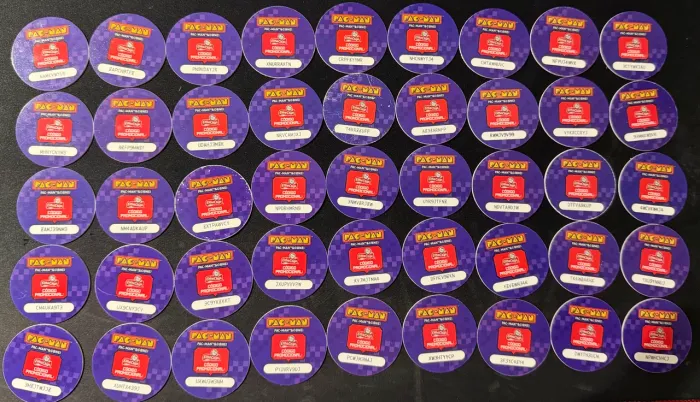 Coleção de tazos pacman elma chips 46 unds