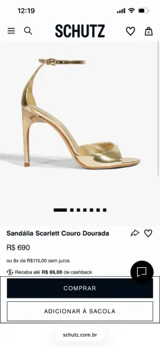 sandália Scarlett Couro Dourada
