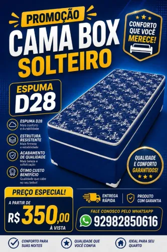 CAMA BOX SOLTEIRO D28 ENTREGA GRÁTIS