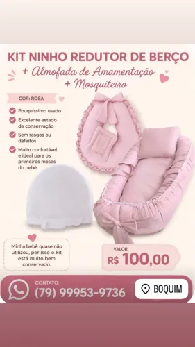 Ninho redutor + Almofada de amamentação + mosquiteiro