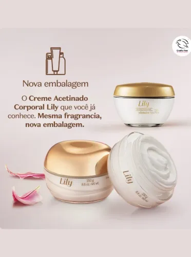 Creme Acetinado Hidratante desodorante corporal Lily 250g 