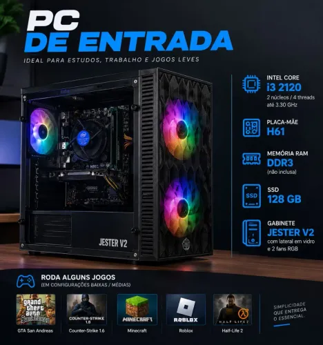 ? PC DE ENTRADA - GABINETE GAMER RGBp