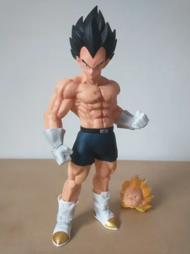 Boneco Figura Dragon Ball Z Vegeta Sem Camisa 28cm Cabeca Extra SSJ Action Figure