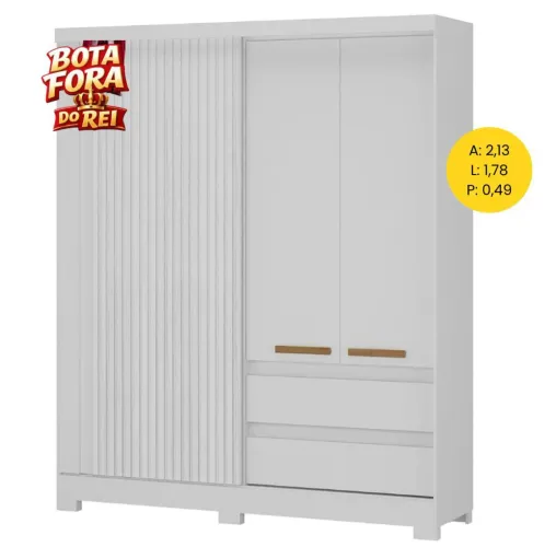 PROMOÇÃO URGENTE - Guarda-Roupa Casal com PORTAS DE CORRER + Espelho GRÁTIS Branco