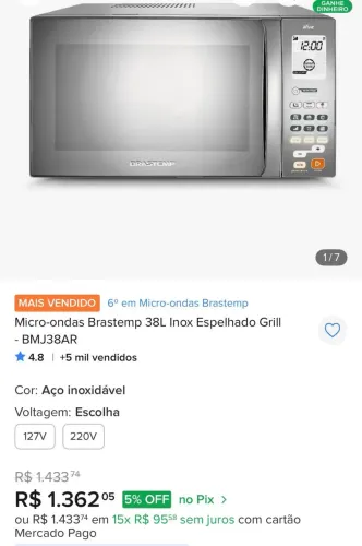 Microondas Brastemp Novo