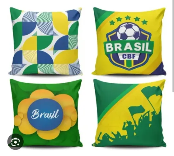 Kit com 4 Capas Almofadas Copa Do Mundo Brasil Torcida