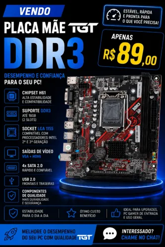 Placa Mae TGT H61 M.2, DDR3, Socket LGA1155, M-ATX, Chipset Intel H61