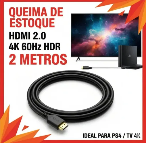 Cabo Hdmi 2.0 Hdr 4k Ultra Hd 2 Metros 19pinos Blindado Tv Pc Video Game Projetor Monitor