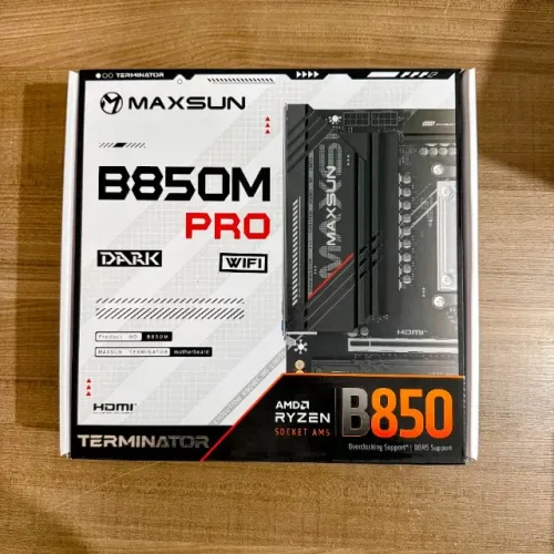 Placa Mãe Maxsun Terminator B850M Pro Dark WiFi, Chipset B850, AMD AM5, mATX, DDR5