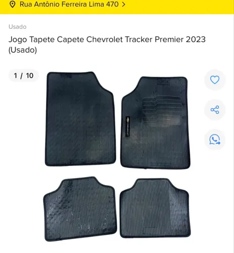 JOGO DE TAPETE ORIGINAL CHEVROLET TRACKER PREMIER 2023 
