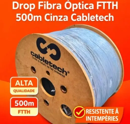 Cabo de Fibra Optica Drop Conpacto 1 FO 500 metros cinza FTTH Alta