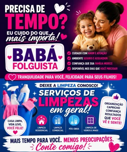 Serviço de Babá e de Limpeza(Faxina)