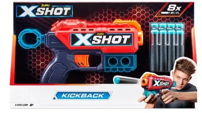 Lançador Elite Ner X-shot Kickback 8 Dardos Candide  Vermelho e azul 