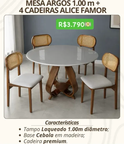 Mesa de Jantar Redonda 4/cadeiras