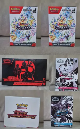 Produtos Lacrados de Pokemon TCG: ETB Rivais+Box booster rivais+4combo de pacotes (imagem)