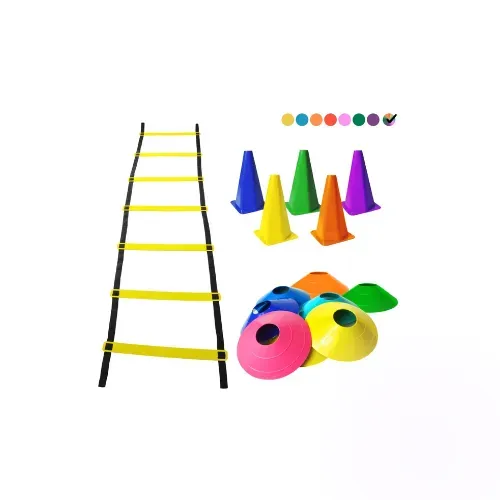 Kit Treinamento Funcional Agilidade 5 Chapéus + 5 Cones e Escada