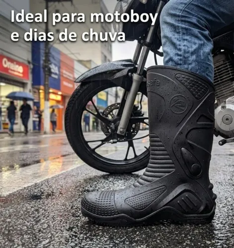 Bota Impermeável Moto Motoboy Chuva Cano Alto Tam 43