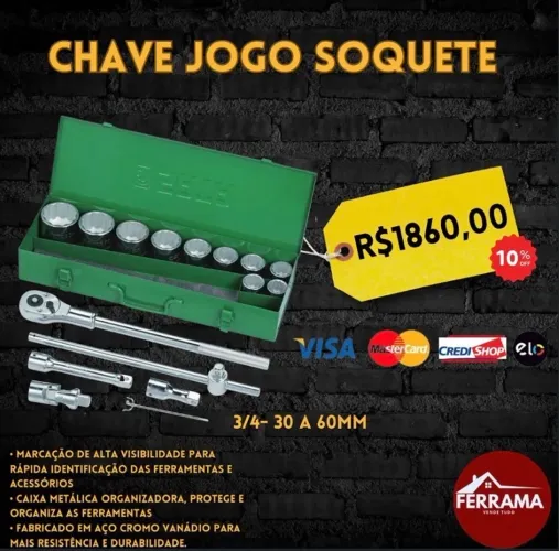 JOGO CHAVE SOQUETE GEDORE 3/4"