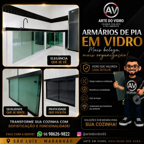 Armário de pia de vidro