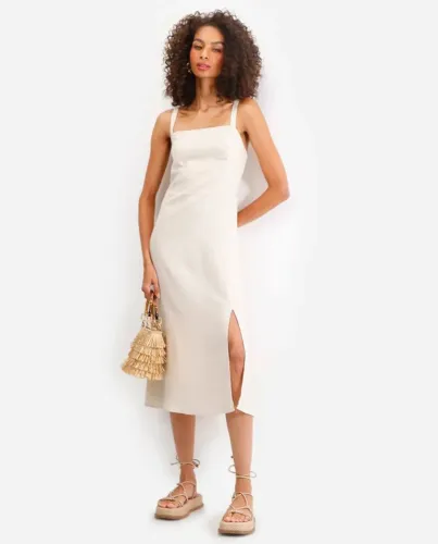 Vestido fenda lateral 