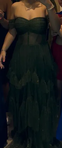 VESTIDO DE FESTA LONGO ? VERDE ESCURO