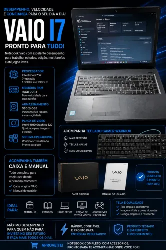 ? NOTEBOOK VAIO CORE i7 + 16GB RAM + SSD 240GB + TECLADO GAMER WARRIOR ?