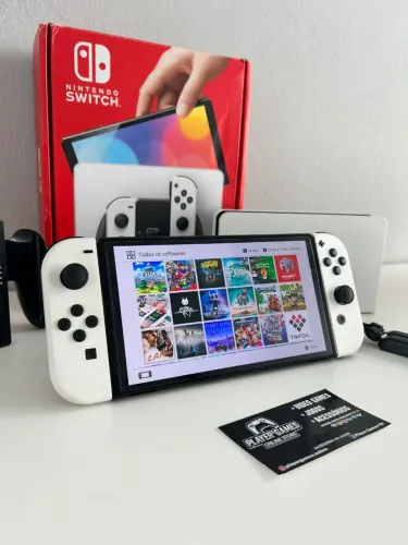 DESBLOQUEADO!! Nintendo Switch OLED Completo!! (Aceito Cartão)