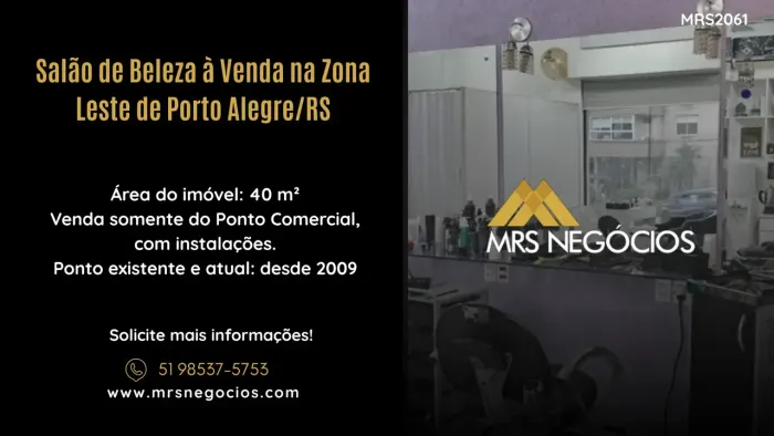 Salão de Beleza à Venda na Zona Leste de Porto Alegre/RS