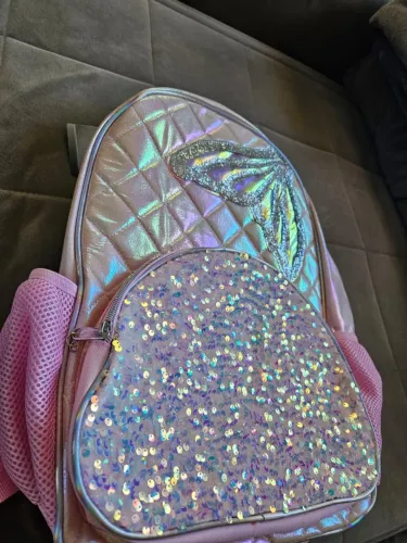 Mochila de sereia rosa com lantejoulas da happy time