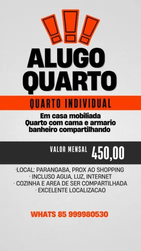 Alugo quarto individual - Parangaba