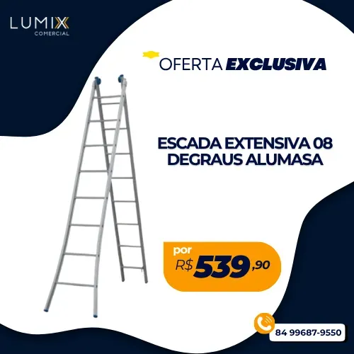 ESCADA EXTENSIVA ALUMINIO 08 DEGRAUS - ALUMASA