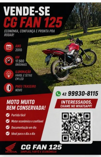 Ótima moto para trabalho ou rolês. 