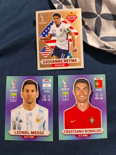 Figurinhas da copa 2022 - Messi, Cristiano Ronaldo, Neymar, Mbappé