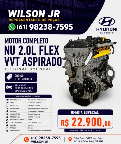 Motor: Nu 2.0L Flex VVT Aspirado Tipo: 4 cilindros em linha Válvulas: 16 válvulas.