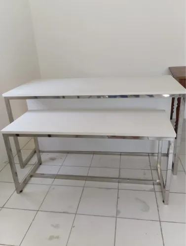 mesa expositora em aço escovado  2x1