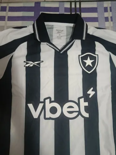 Camisa Botafogo 25/26 Original Oficial Vbet - Tamanho M - Modelo Listrado Preto e Branco