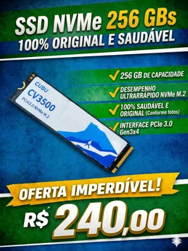SSD Nvme 256 GBs - 100% Original e Saudável Conforme Fotos em Anexo !