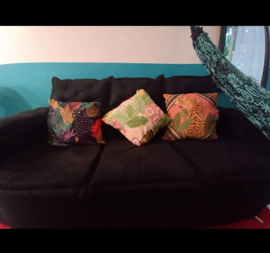 Sofá Cama Retrátil e Reclinável Suede Preto Bomesto (Lindo e Confortável)