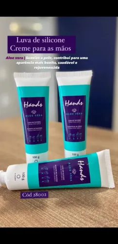 Luva De Silicone Aloe Vera Creme Para As Mãos Hands 100g