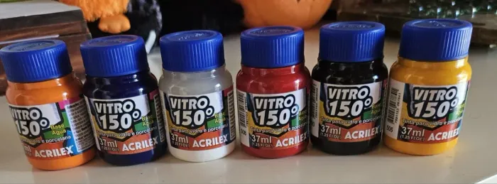 Kit tinta vidro 6 cores novo